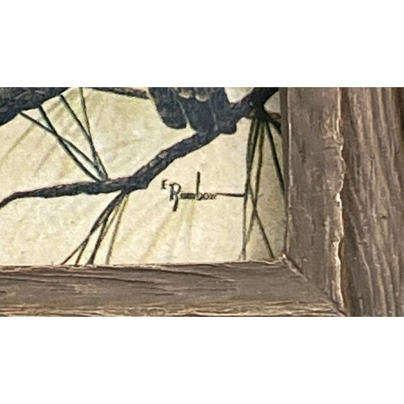 VTG MCM Pair Of Owl Prints 1970’s Rambow Rustic Wall Art Bird Halloween Decor - Picture 6 of 10